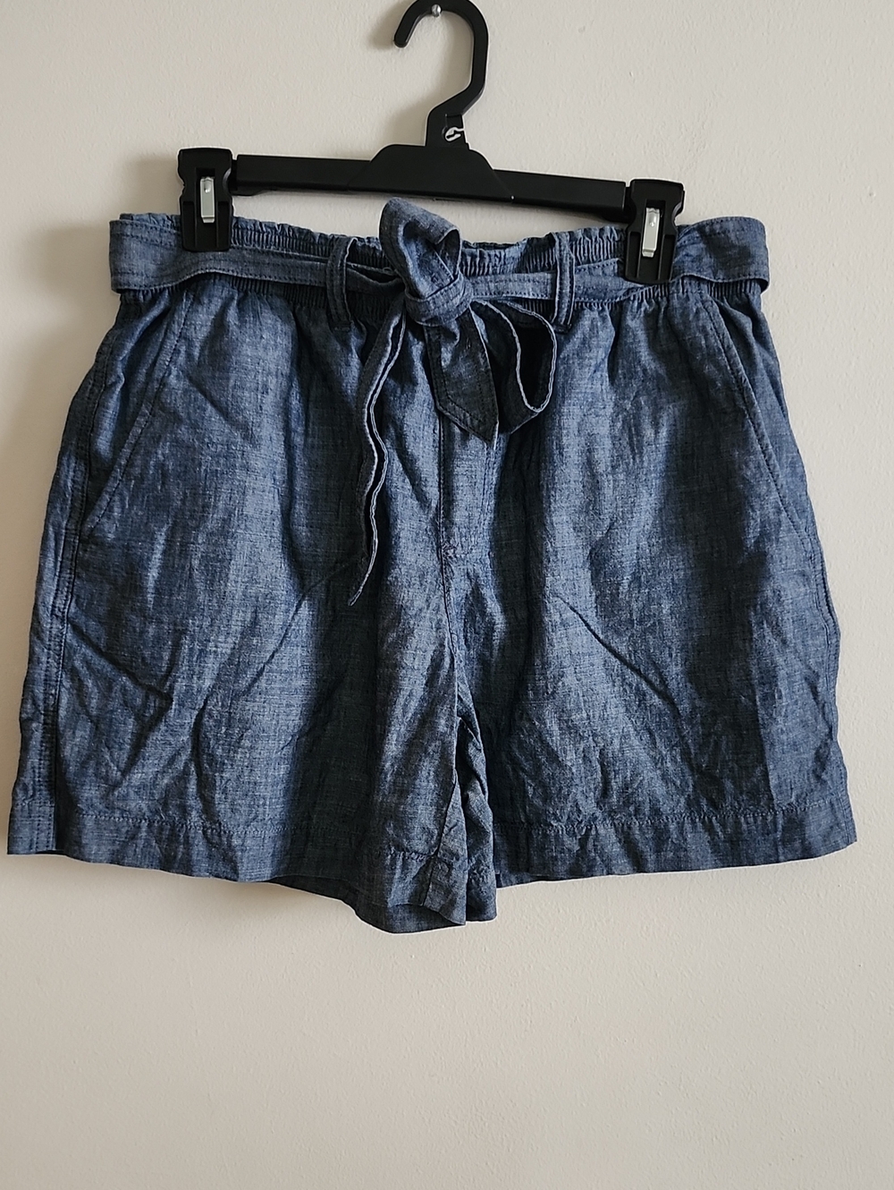 Polo Ralph Lauren Navy Chambray Belted Tie-Waist Cotton Shorts